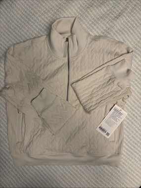 lululemon athletica womens Cream Engineered Warmth Cable-Knit Half Zip